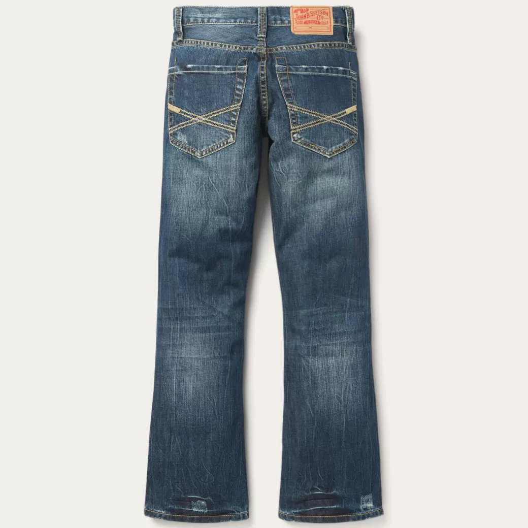 1014 Fit Destructed Dark Wash Jeans | Stetson Store