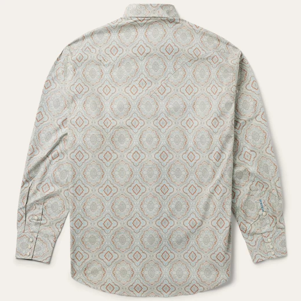 Aqua Paisley Print Western Shirt | Stetson Discount