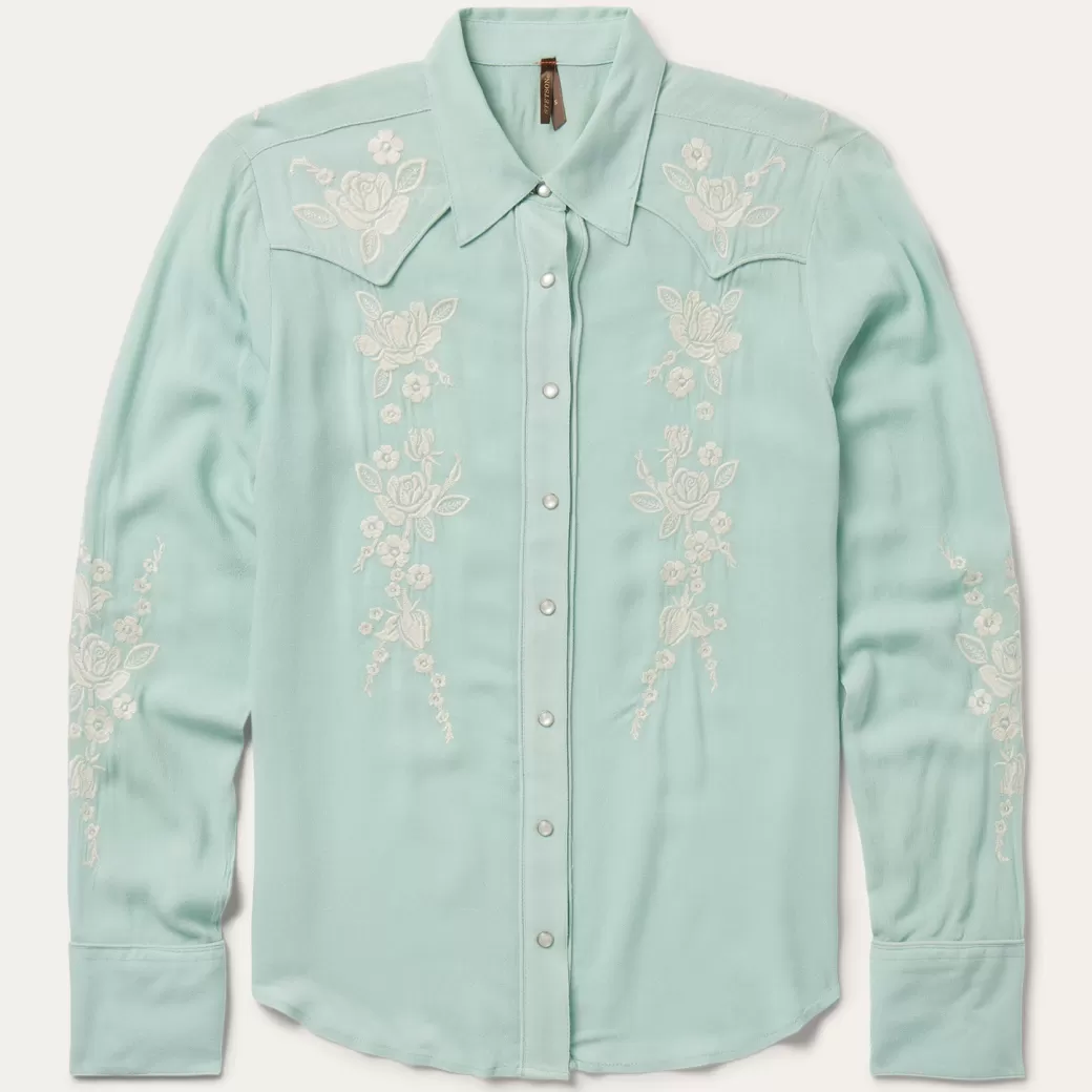 Aqua Rayon Crepe Western Blouse | Stetson Fashion