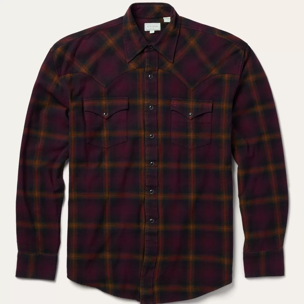 Black Plaid Flannel Western Shirt | Stetson Discount