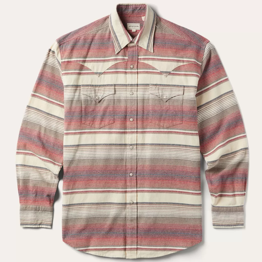 Brushed Twill Striped Shirt | Stetson Cheap