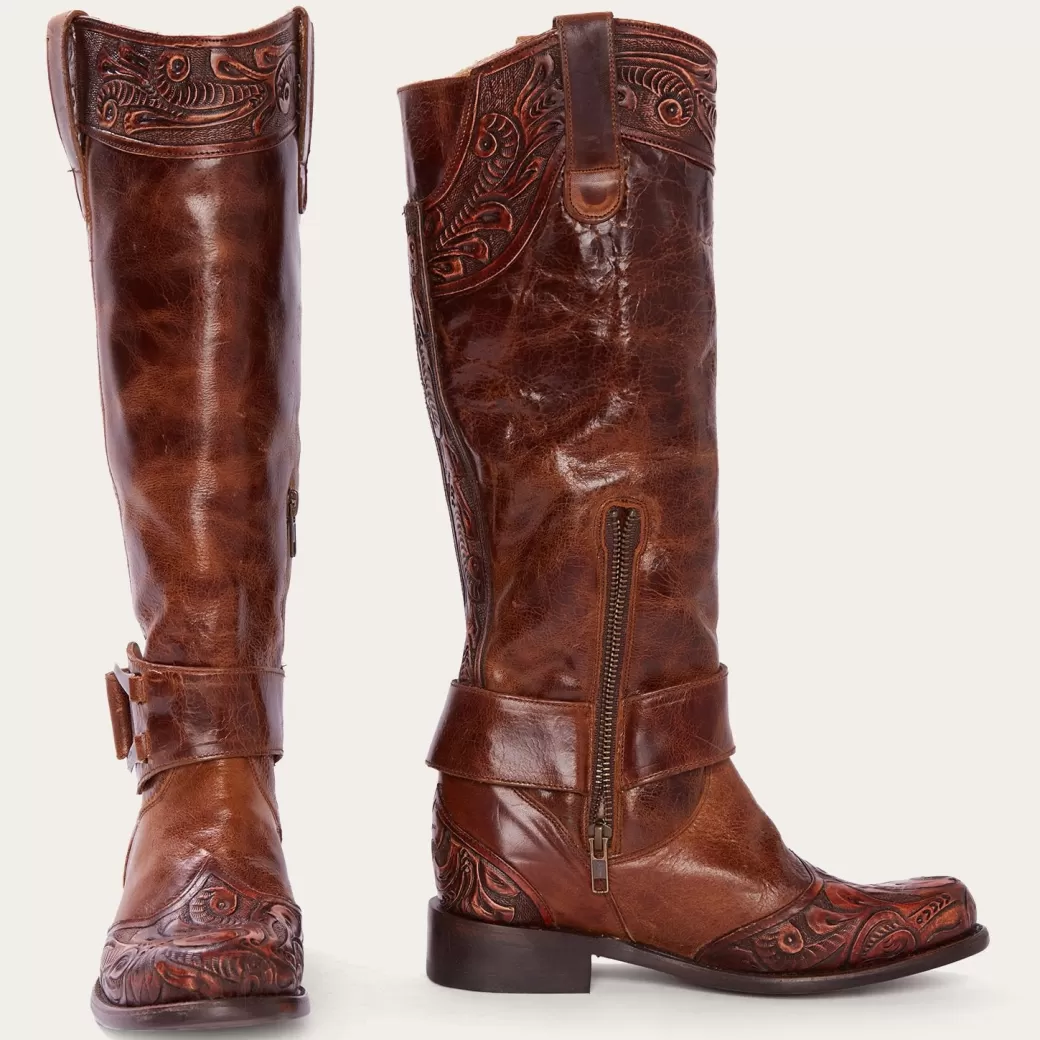 Burnished Cognac Paisley Side Zip Cowboy Boot | Stetson Discount