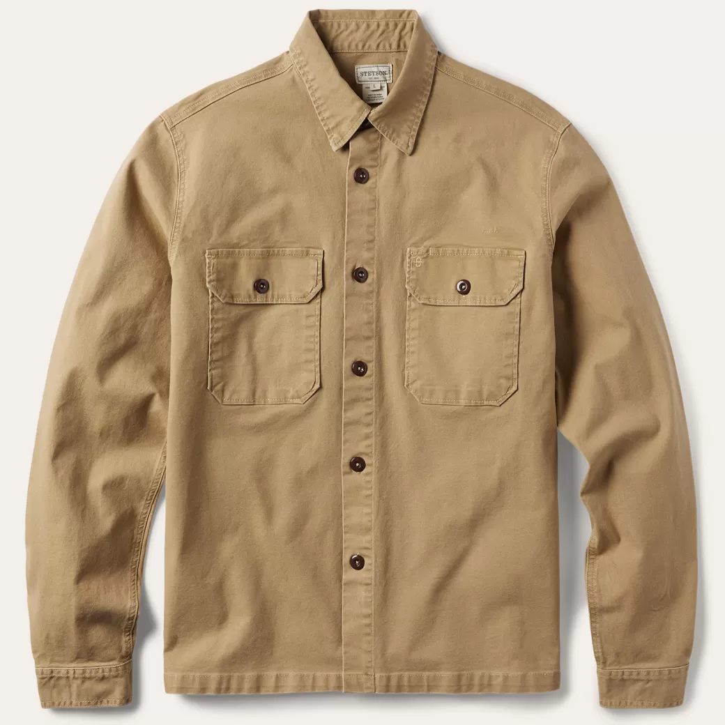 Camel Stretch Canvas Shirt Jacket | Stetson Cheap