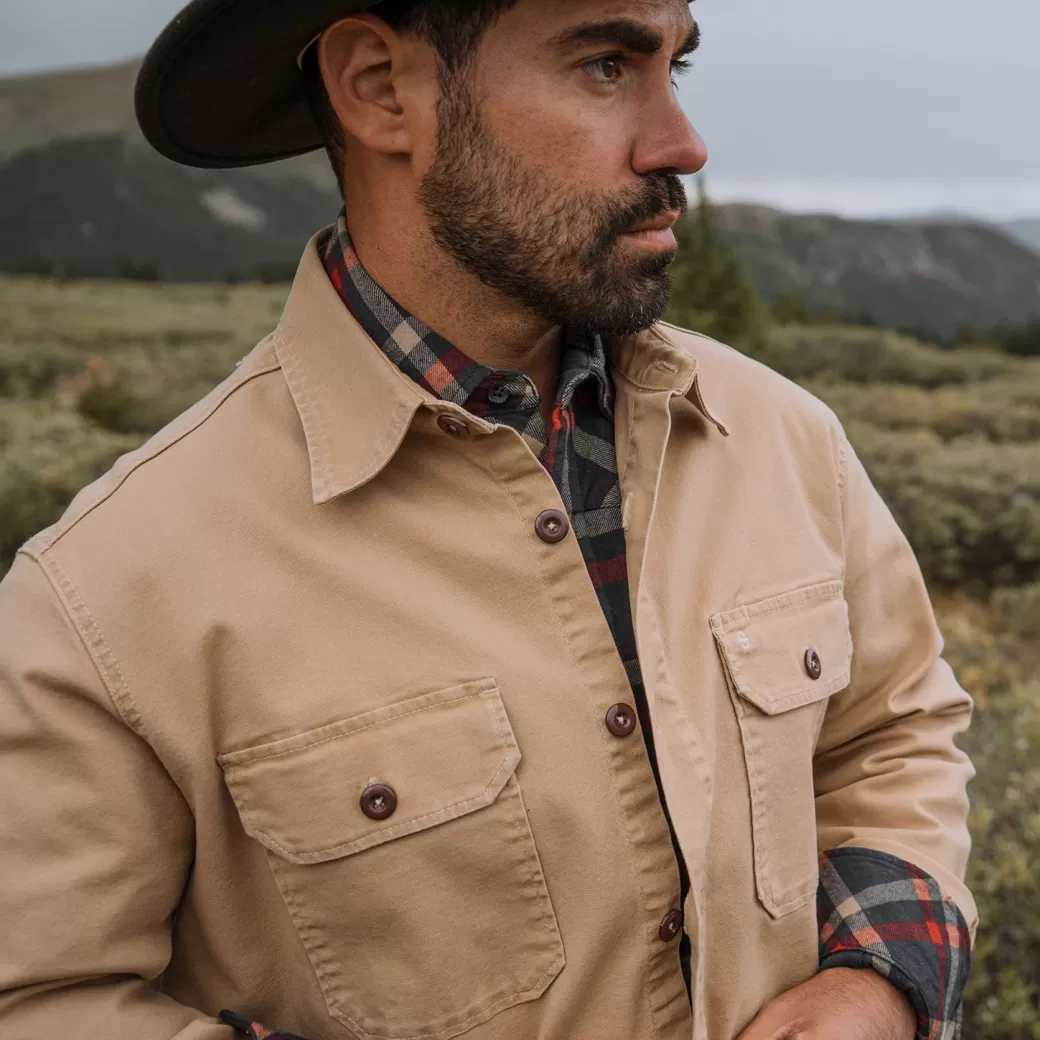 Camel Stretch Canvas Shirt Jacket | Stetson Cheap