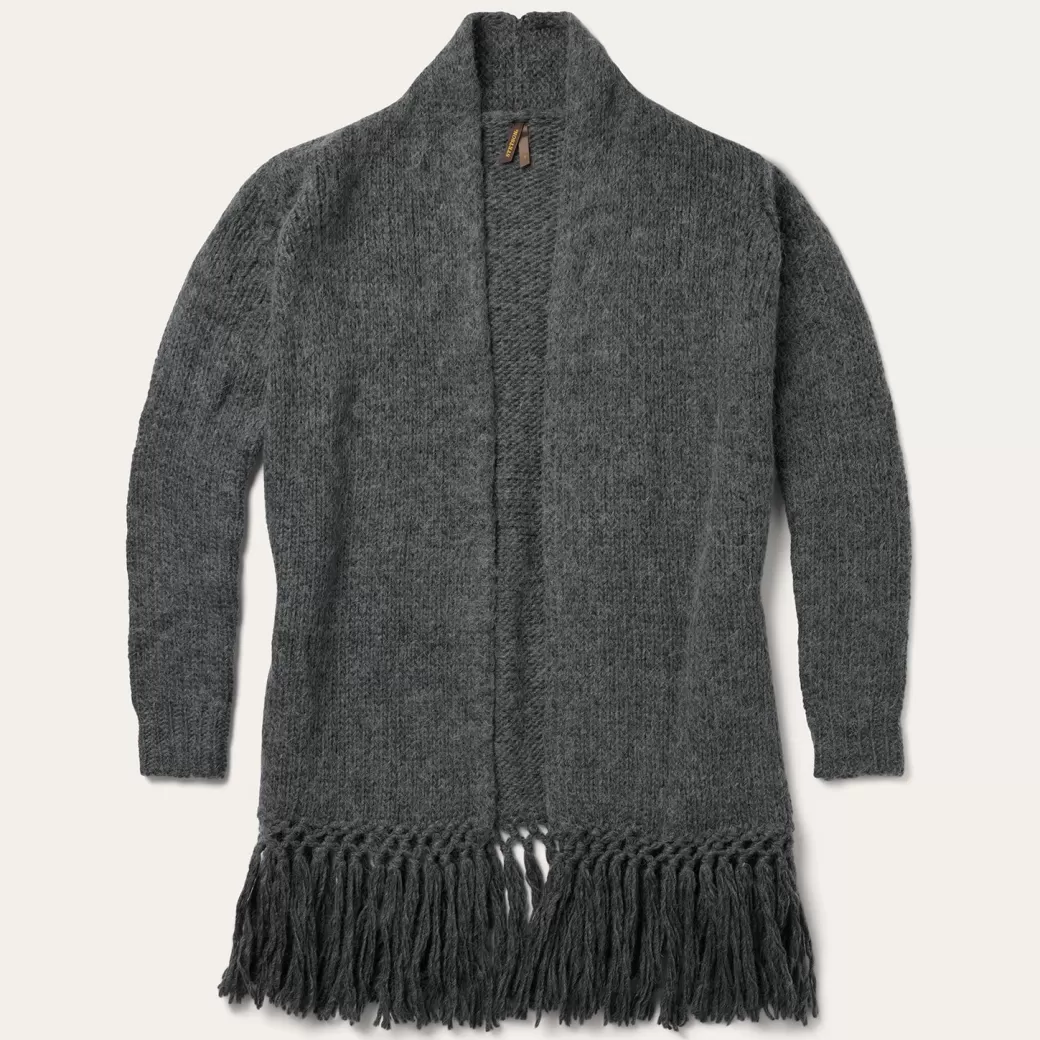 Charcoal Fringed Cardigan | Stetson Hot