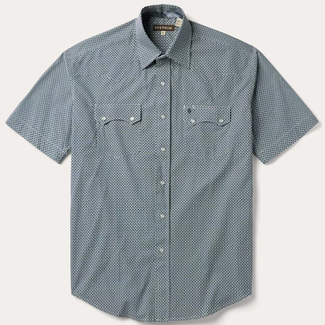 Circle Diamond Print Short Sleeve Western Shirt | Stetson Best Sale