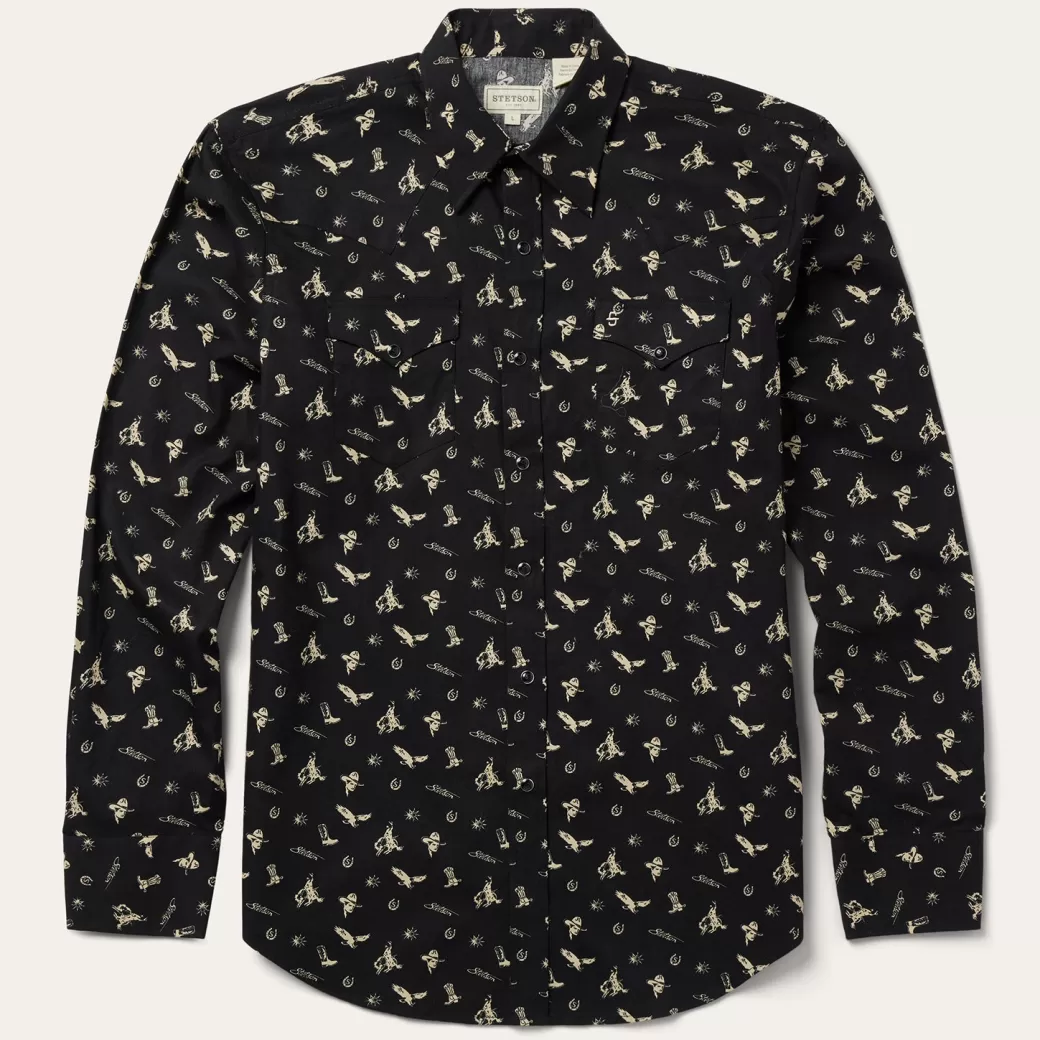 Conversation Print Western Shirt | Stetson Fashion