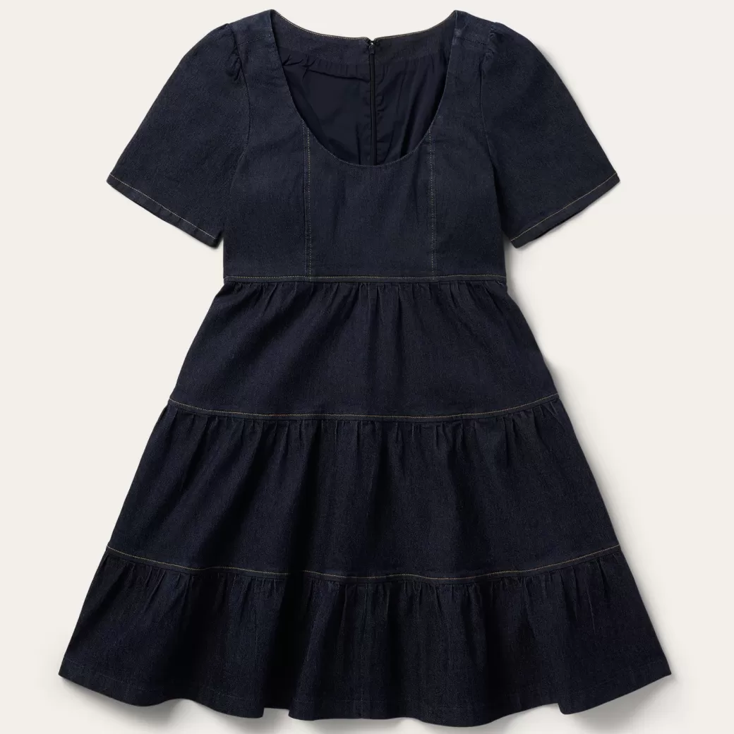 Dark Denim Dress With Contrast Top Stitching | Stetson Fashion