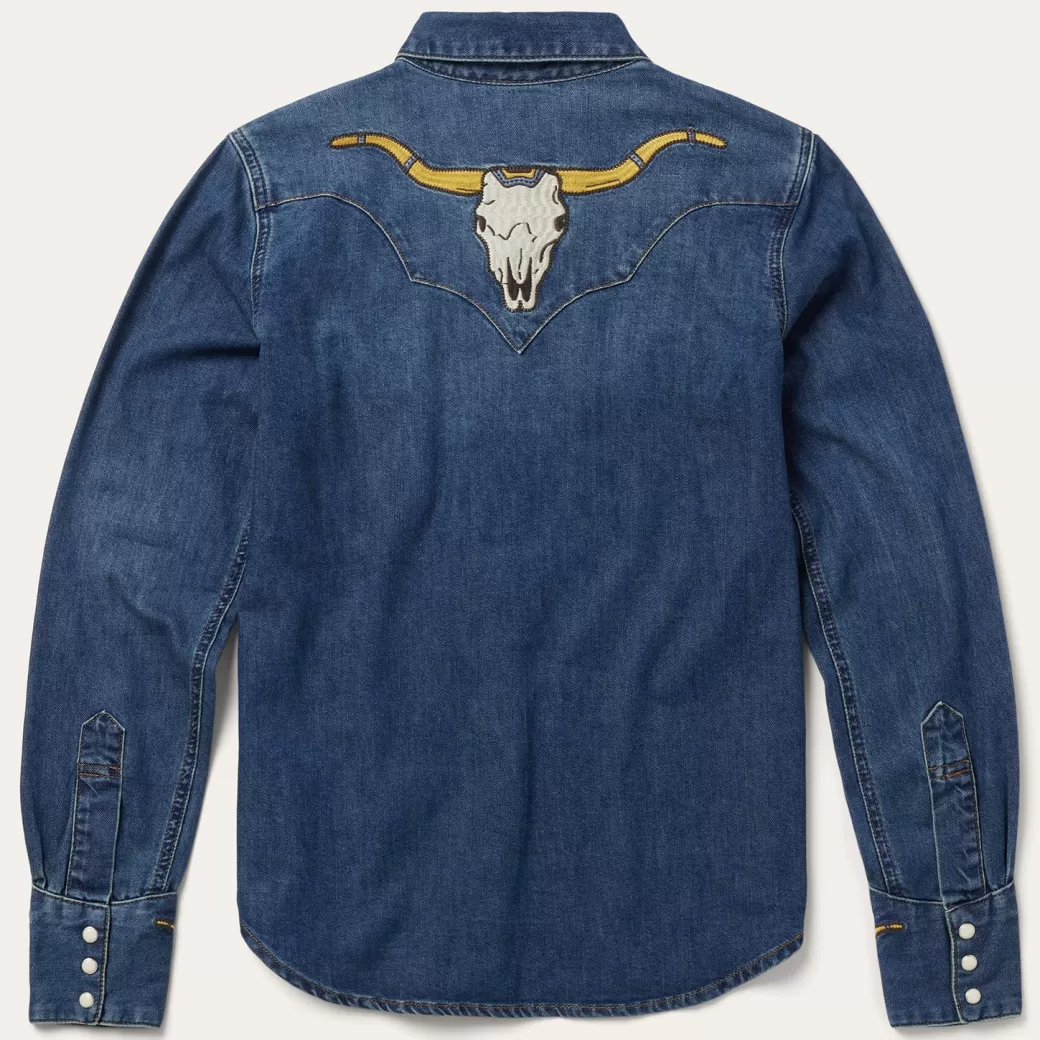 Embroidered Dark Denim Western Shirt | Stetson Outlet