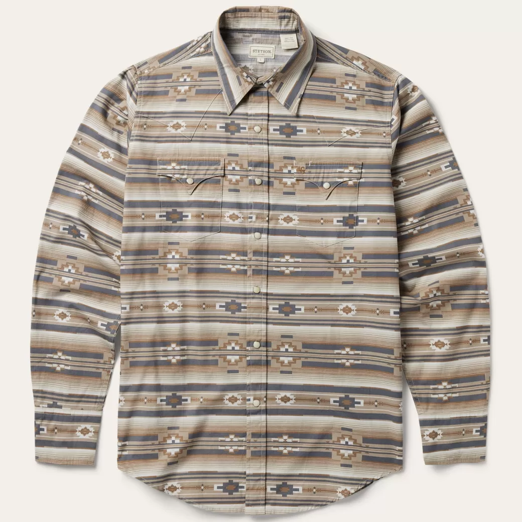 Horizontal Aztec Print Western Shirt | Stetson Cheap