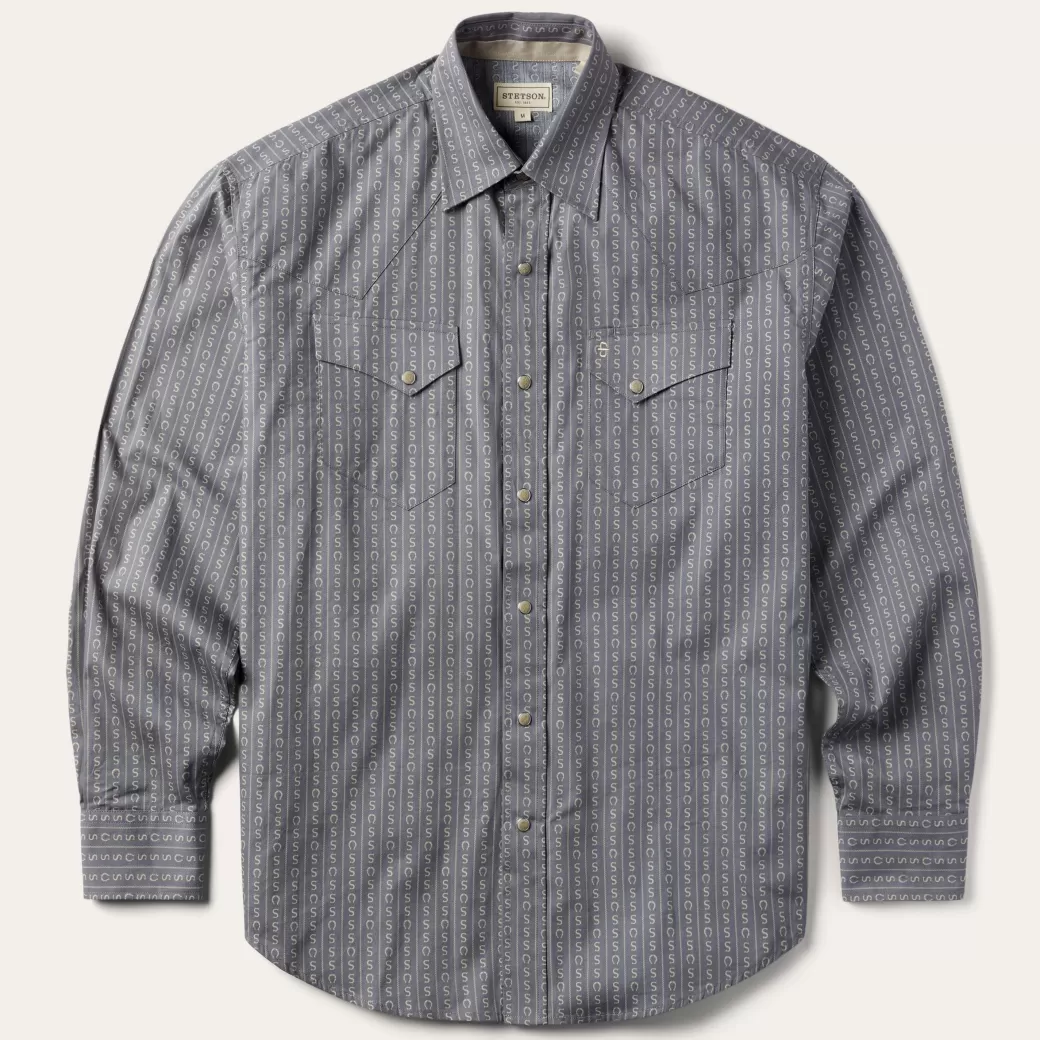 Horseshoe Stripe Print Shirt | Stetson Fashion