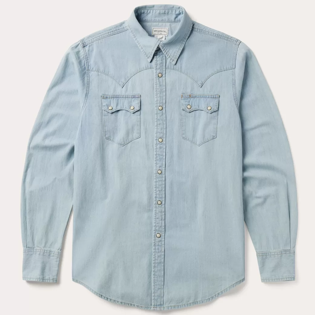 Light Denim Western Shirt | Stetson Flash Sale