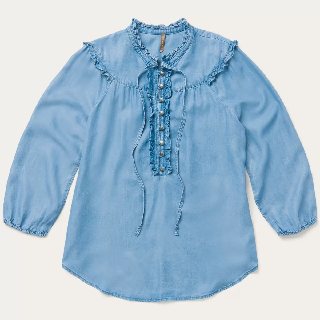 Lightweight Denim Peasant Blouse | Stetson Outlet