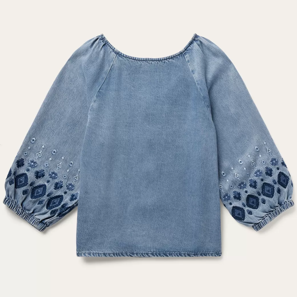 Lyocell Denim Snap Front Blouse | Stetson Sale