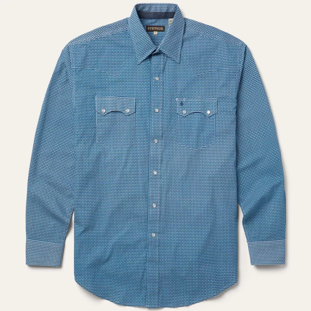 Micro Print Western Shirt | Stetson Cheap