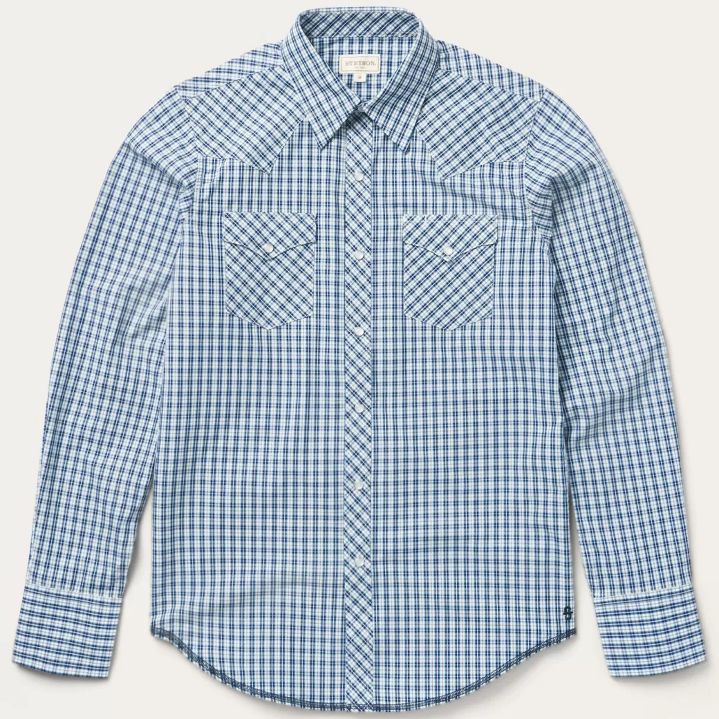 Modern Snap Front Shirt in Mini Check | Stetson Online