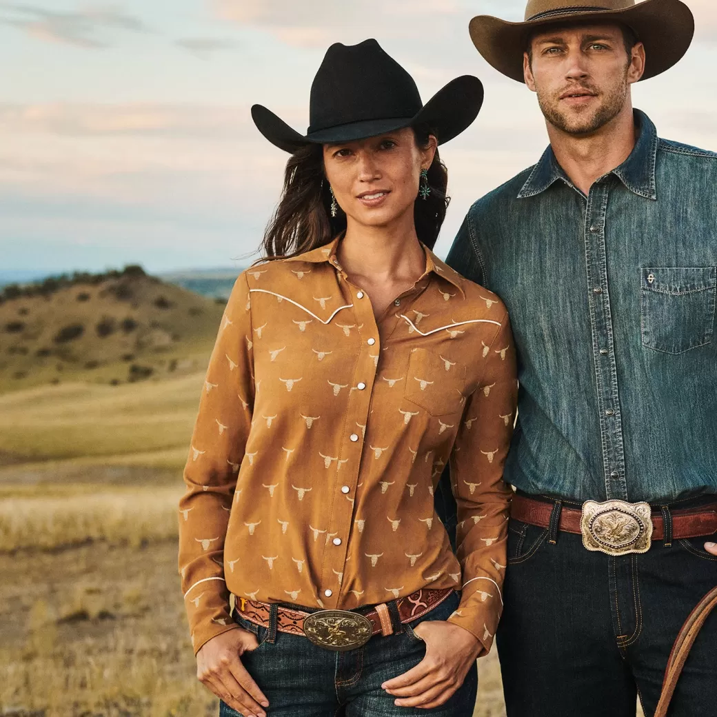 Mojave Longhorn Print Snap Western Shirt | Stetson Best