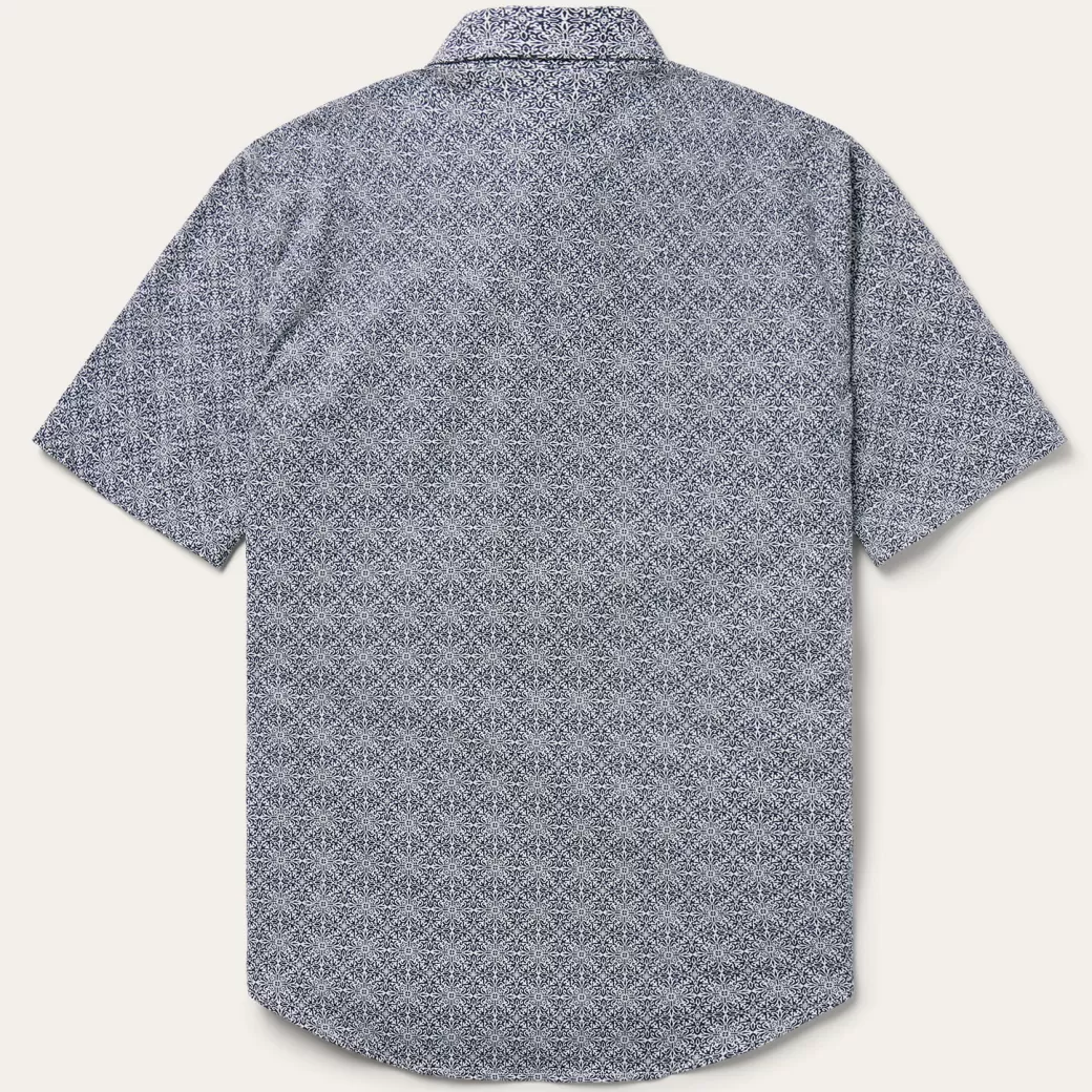 Navy Print Short Sleeve Western Shirt | Stetson Cheap