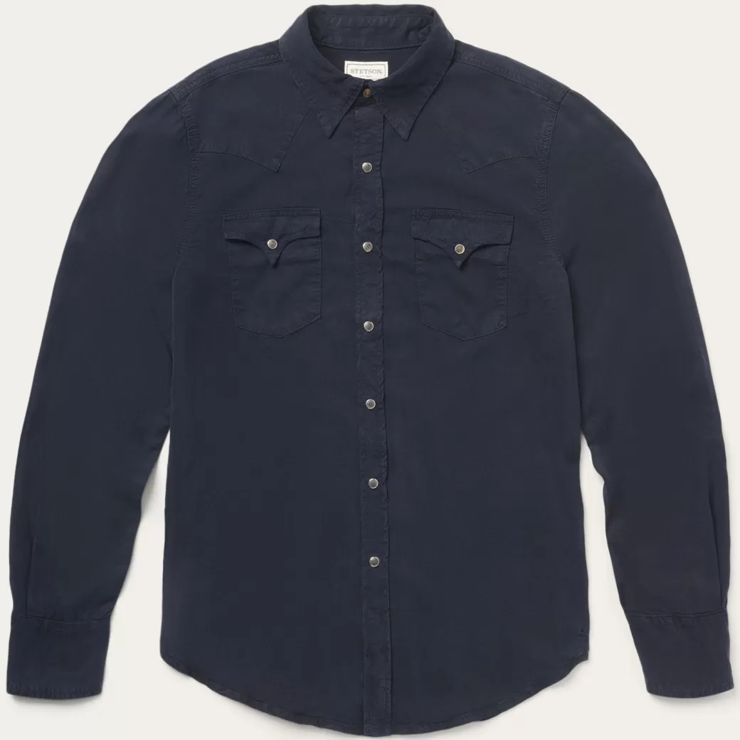 Navy Twill Shirt | Stetson Cheap