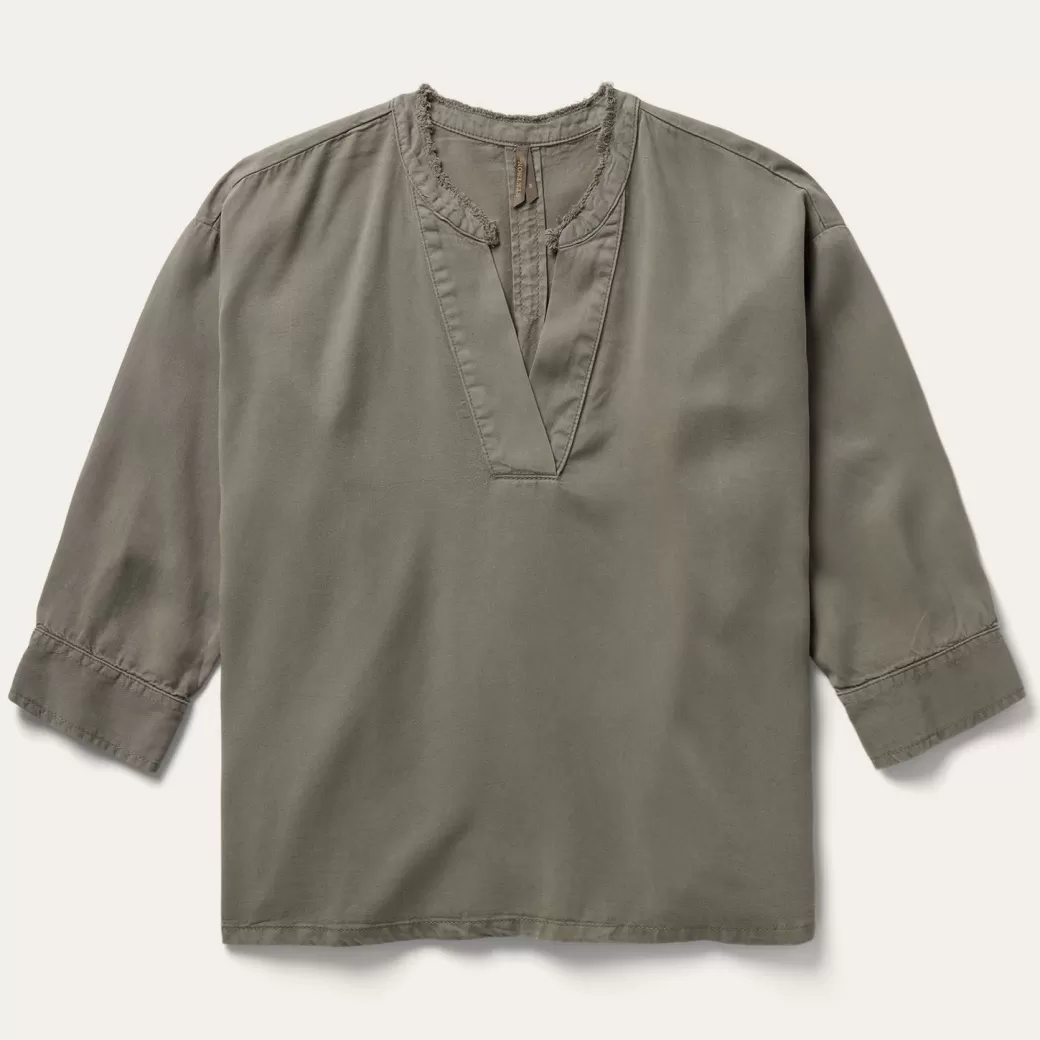 Olive Lyocell Twill Peasant Top | Stetson Discount