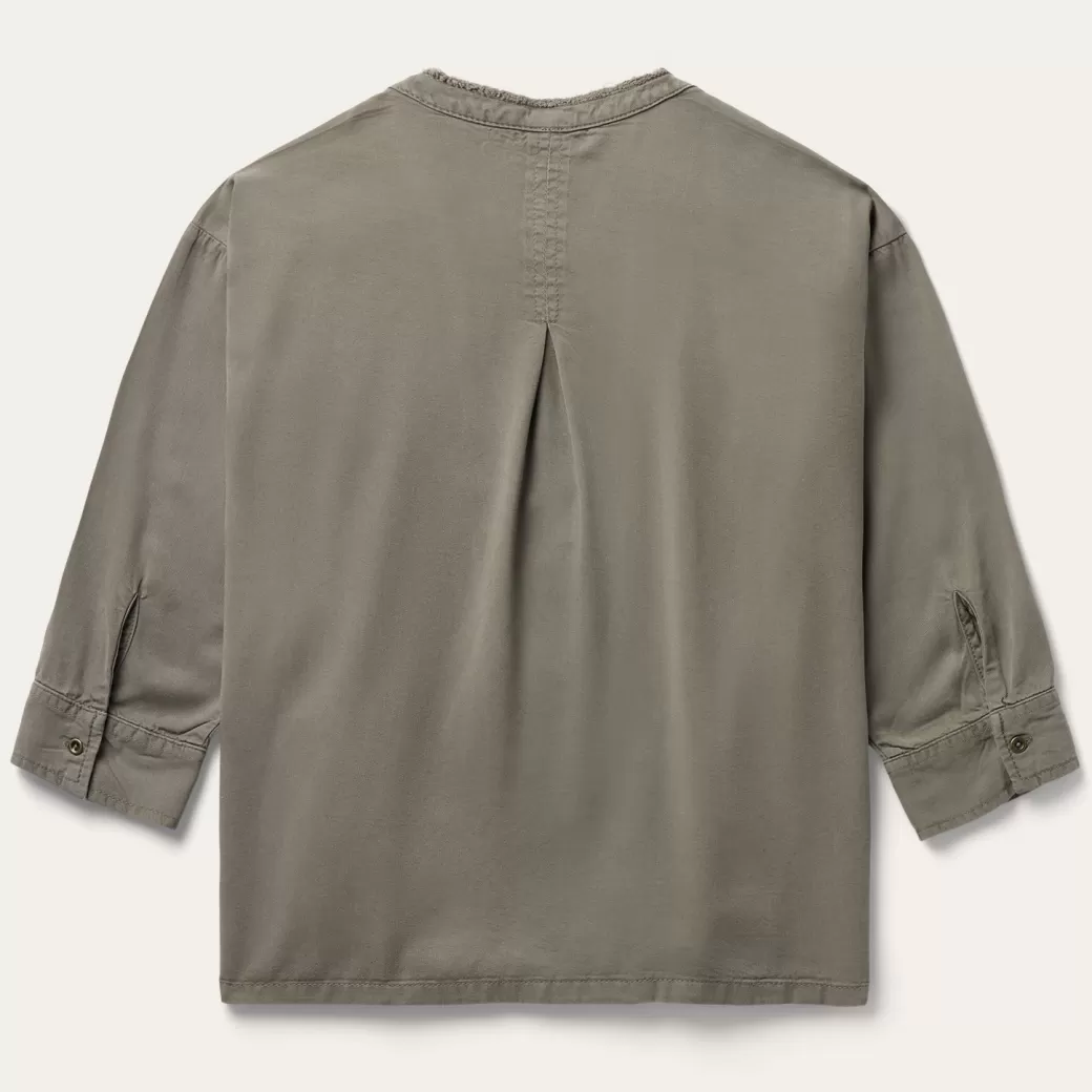 Olive Lyocell Twill Peasant Top | Stetson Discount