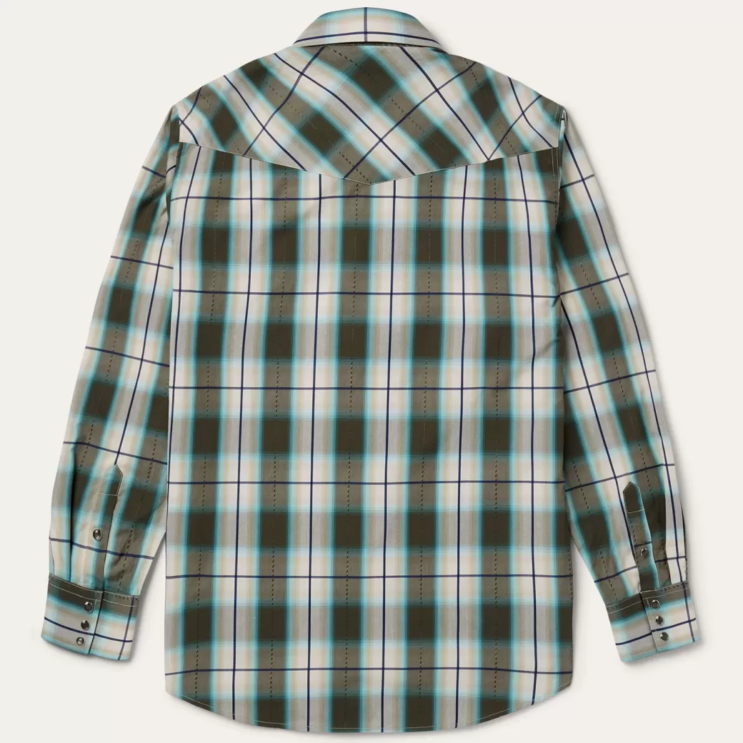 Olive Ombre Plaid Western Shirt | Stetson Clearance