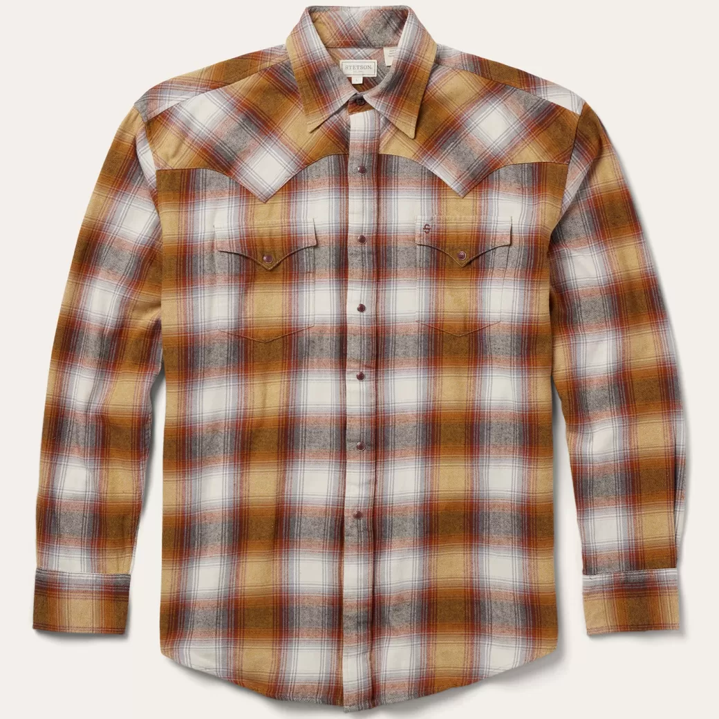 Rust Plaid Flannel Western Shirt | Stetson Fashion