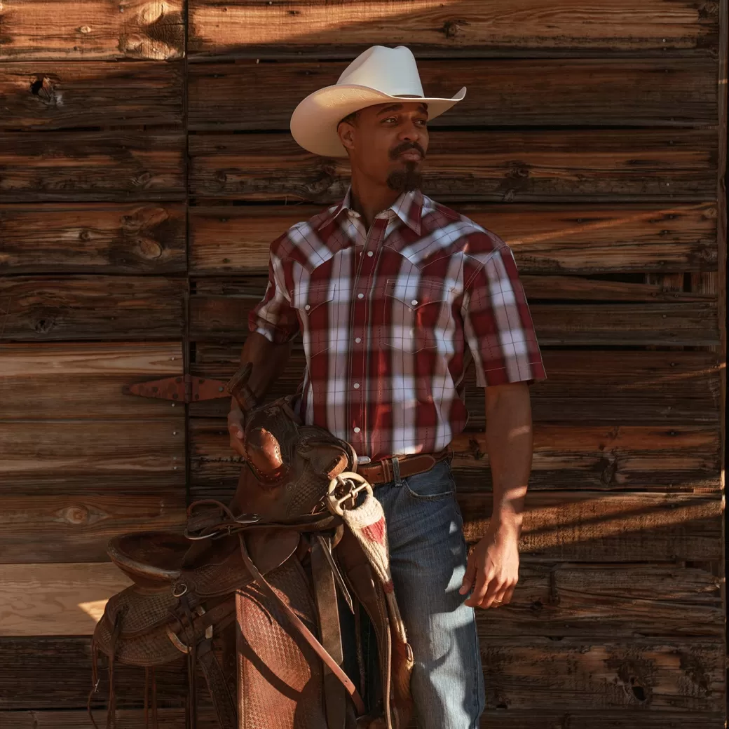 Shadow Plaid Short Sleeve Western Shirt | Stetson Hot