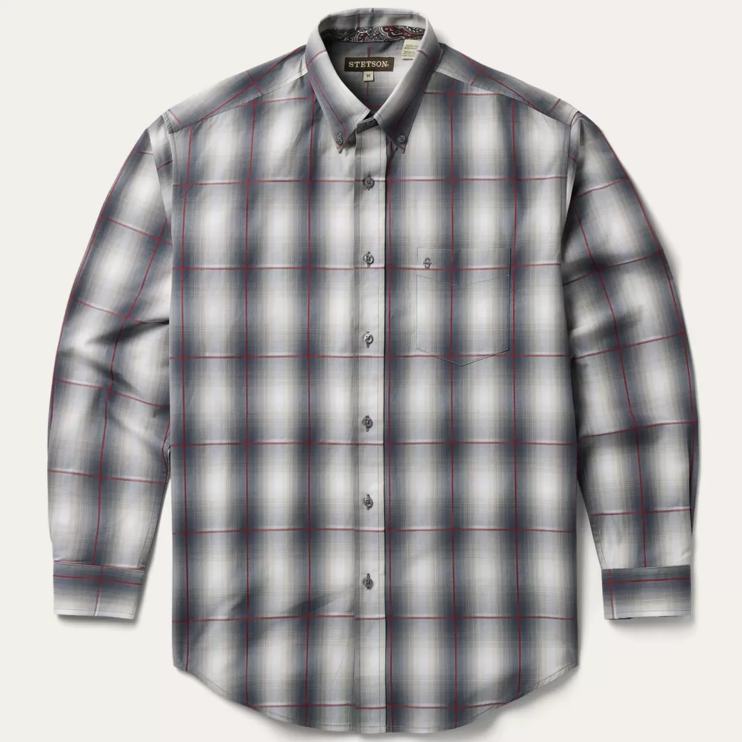 Smoke Ombre Plaid Button Front Shirt | Stetson Cheap