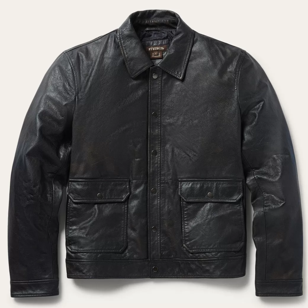 Snap Front Leather Jacket | Stetson Outlet