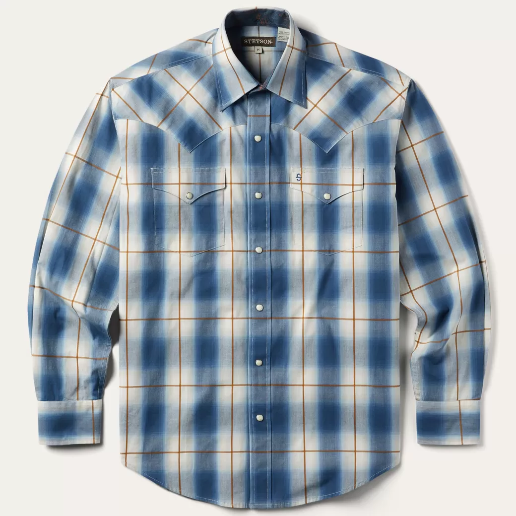 Steel Ombre Plaid Western Shirt | Stetson Cheap