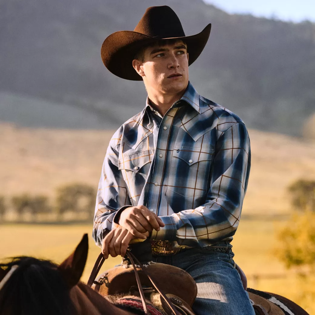 Steel Ombre Plaid Western Shirt | Stetson Cheap