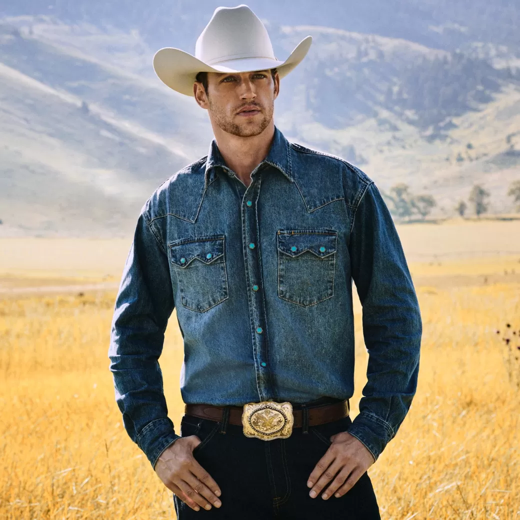 Turquoise Snap Western Denim Shirt | Stetson Fashion