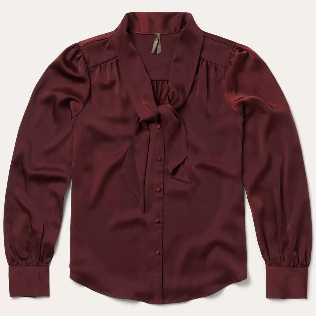 Wine Satin Blouse | Stetson Online