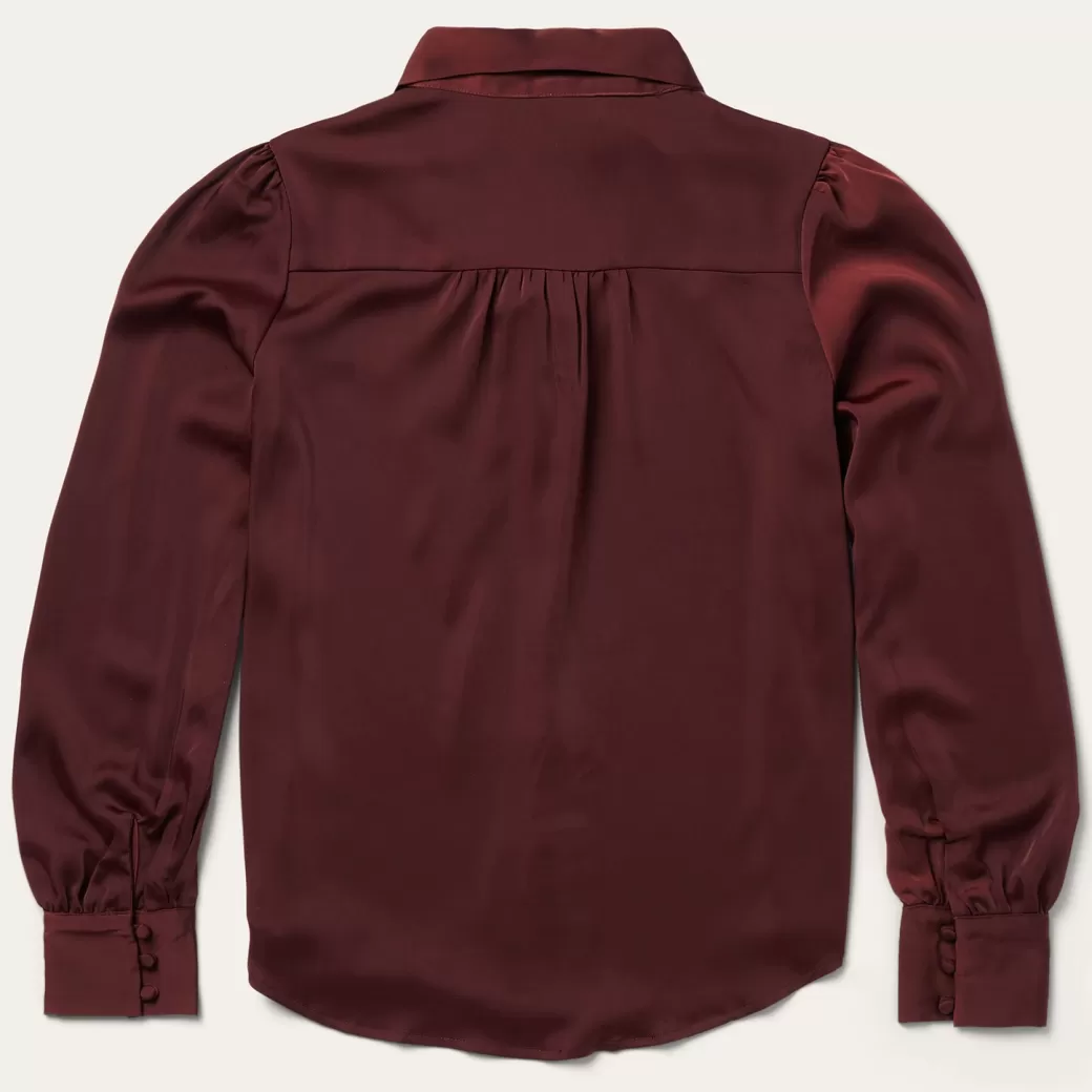 Wine Satin Blouse | Stetson Online