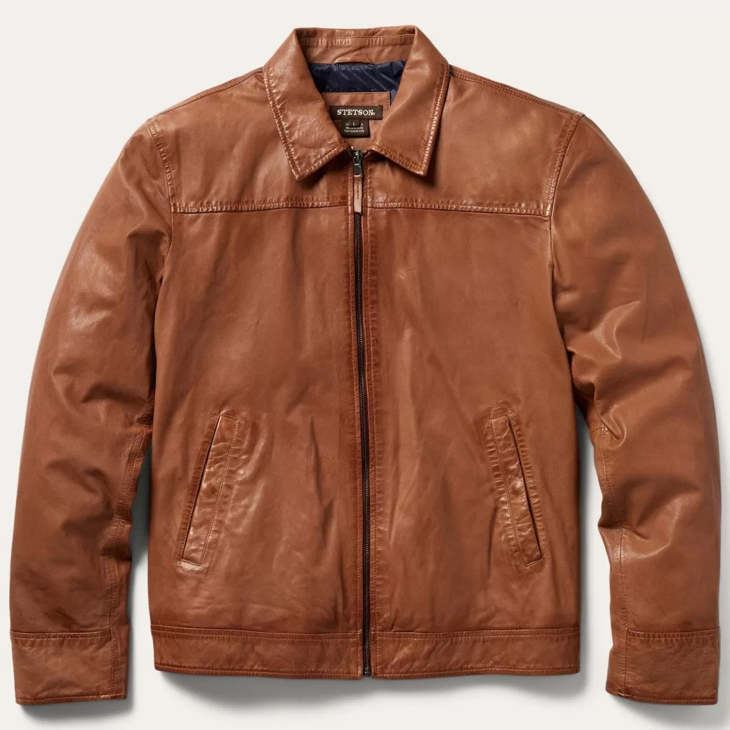 Zip-Front Lightweight Leather Jacket | Stetson Flash Sale